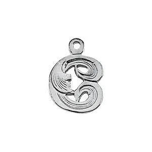 14k White Gold 8.5mm Monogram Initial Dangle Letter T