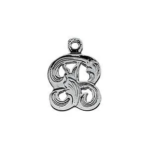 14k White Gold 8.5mm Monogram Initial Dangle Letter T