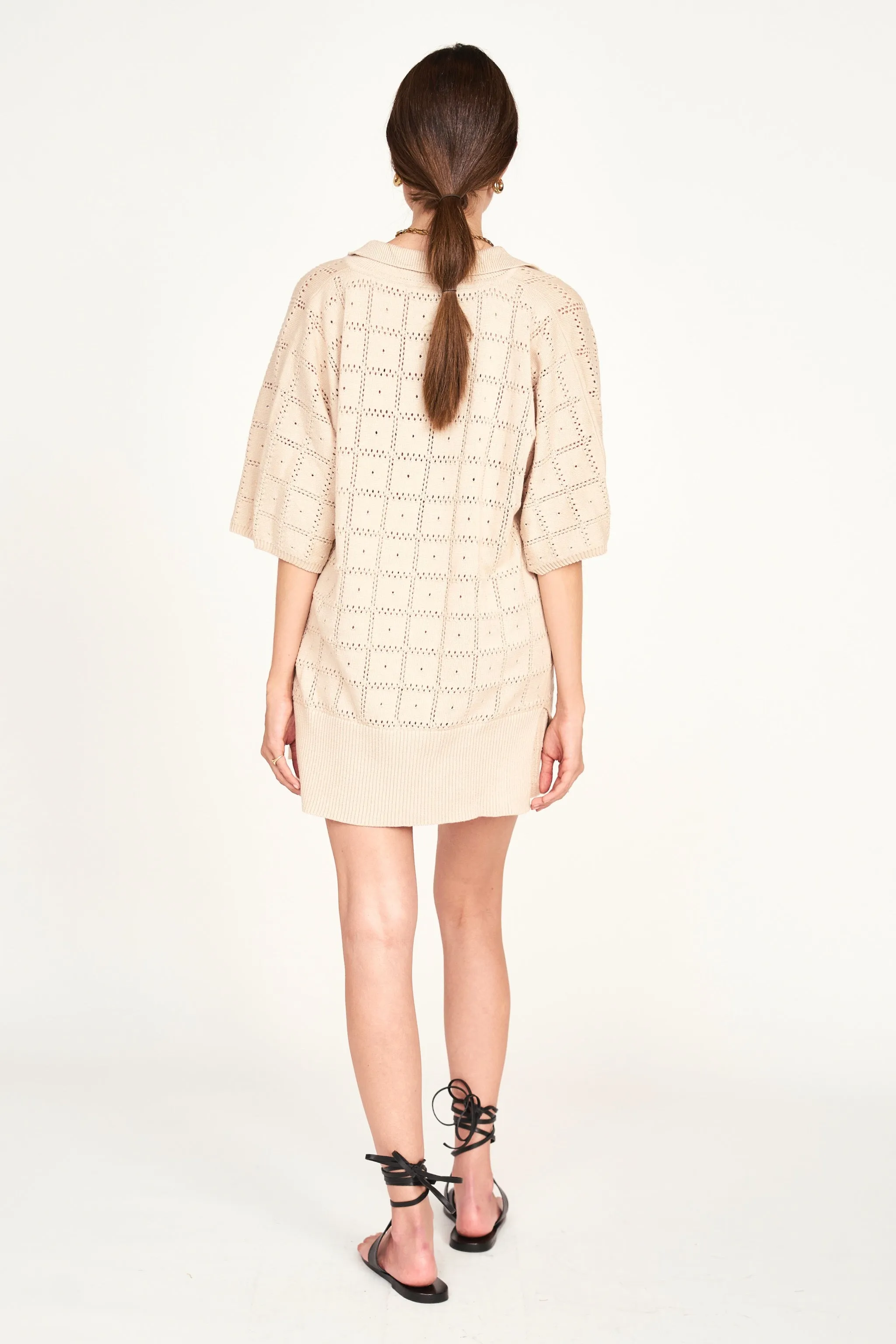 Adelaide Pointelle Knit Top in Shell