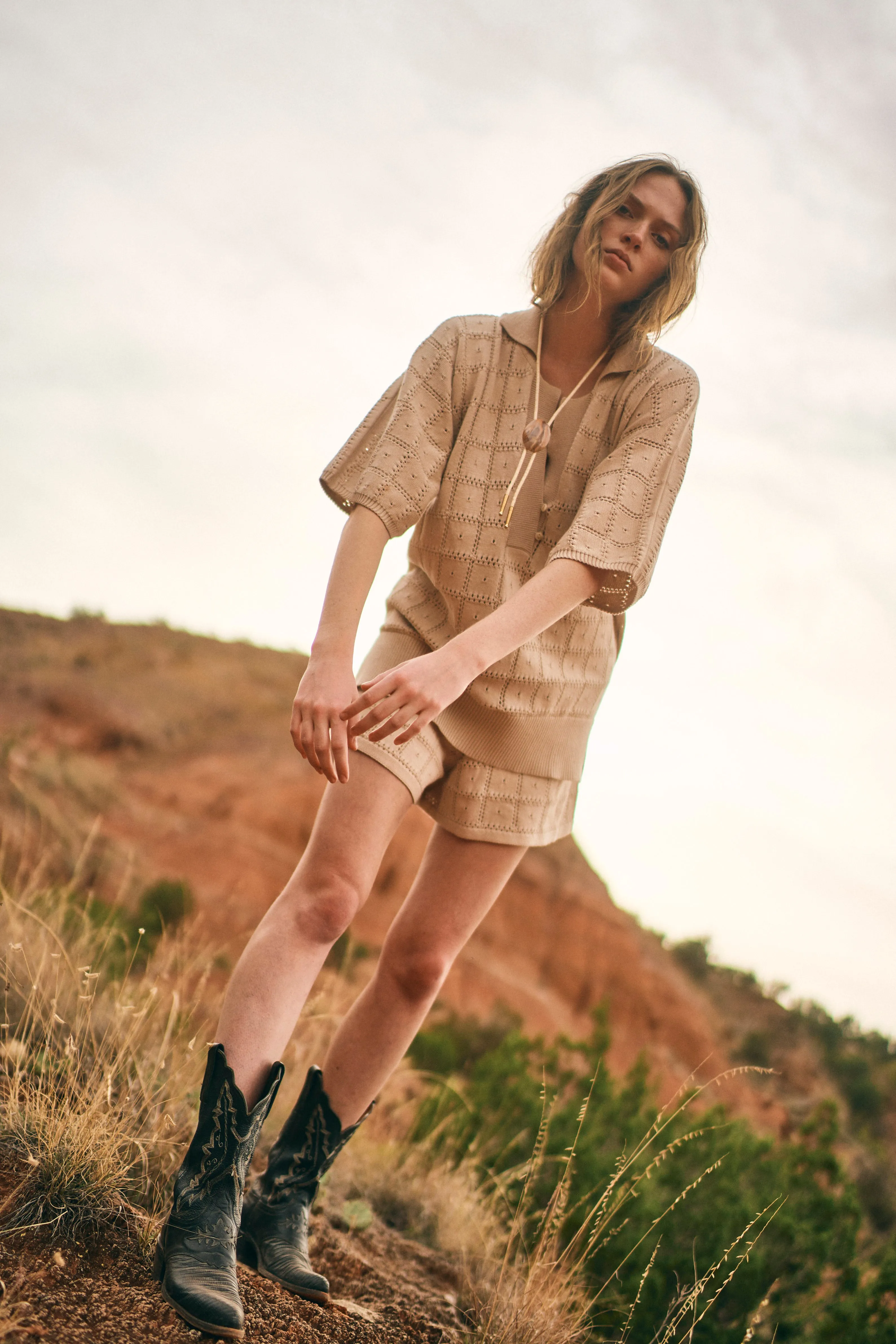 Adelaide Pointelle Knit Top in Shell