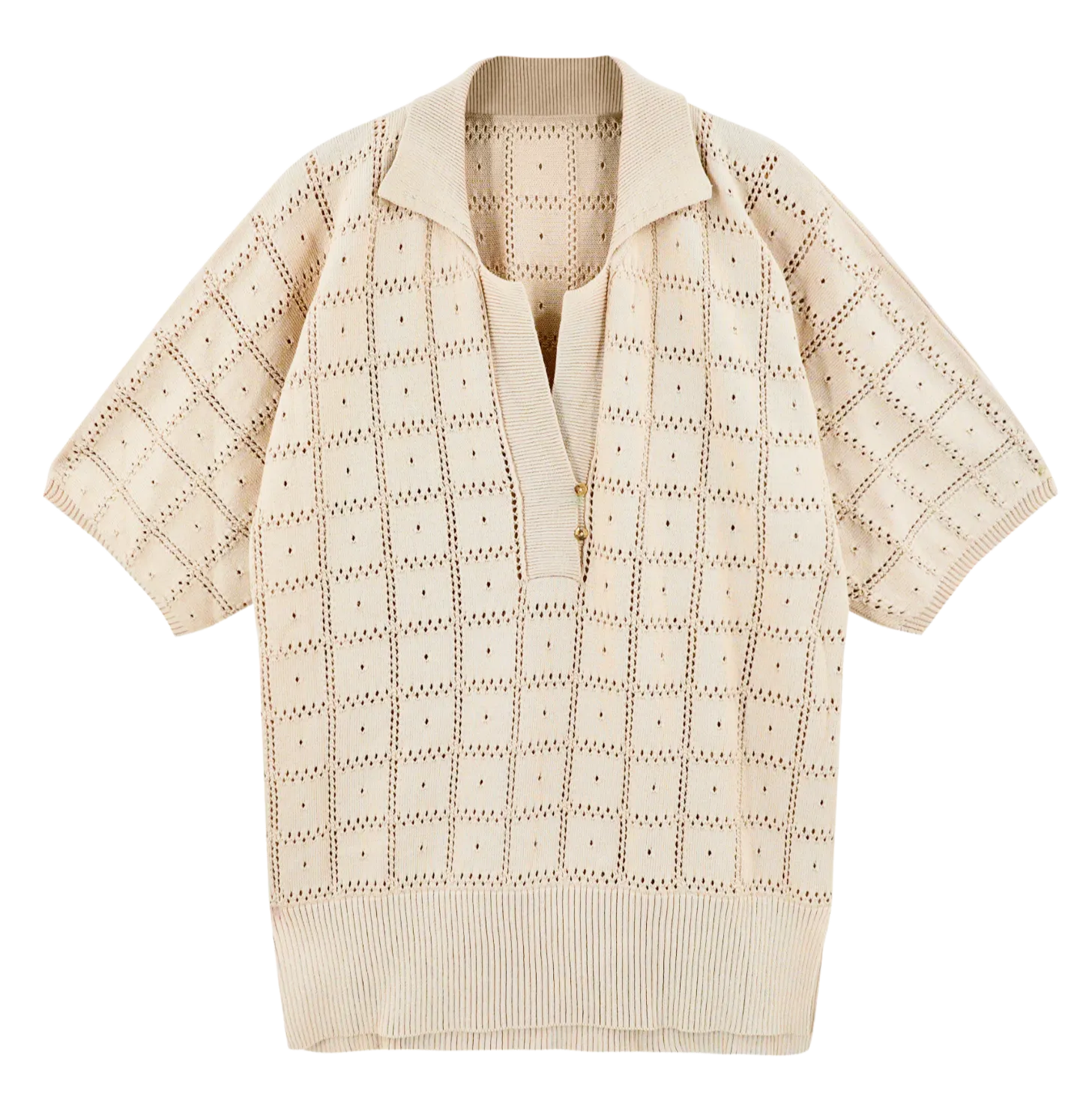Adelaide Pointelle Knit Top in Shell
