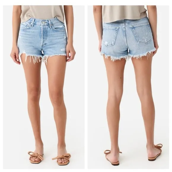 AGOLDE Parker Vintage Cutoff Denim Shorts Distressed Raw Hem Button Fly 27