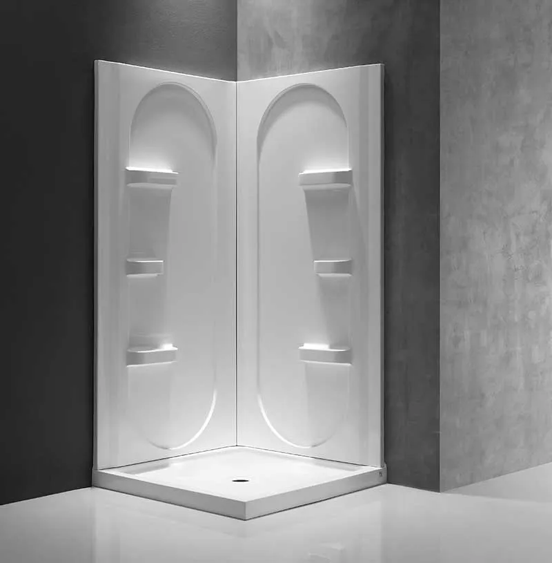 Anzzi Studio 38 in. x 38 in. x 75 in. 2-piece DIY Friendly Corner Shower Surround in White
