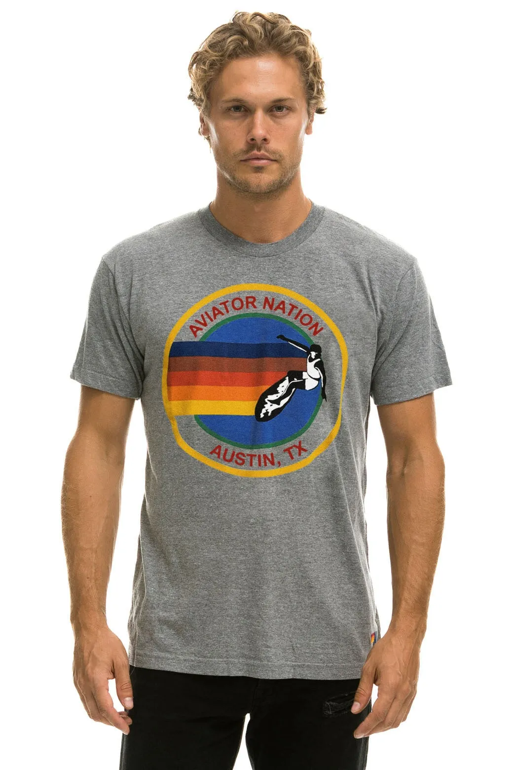 AVIATOR NATION AUSTIN TEE - HEATHER GREY