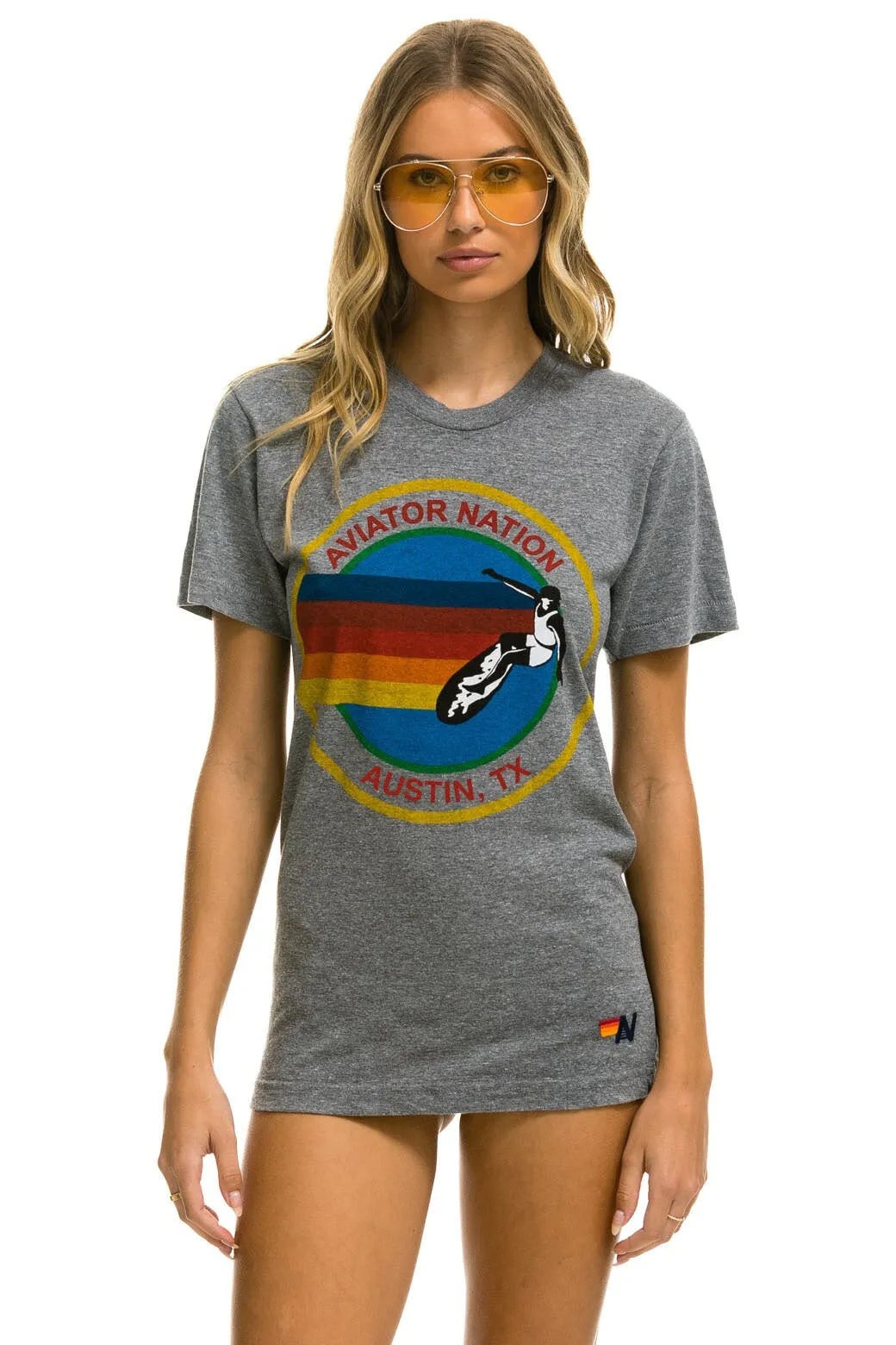 AVIATOR NATION AUSTIN TEE - HEATHER GREY