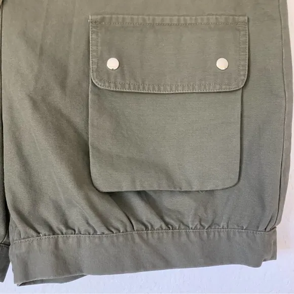Barney’s New York Sunner Silk &amp; Cotton High Rise Cargo Shorts Olive Size 10 New
