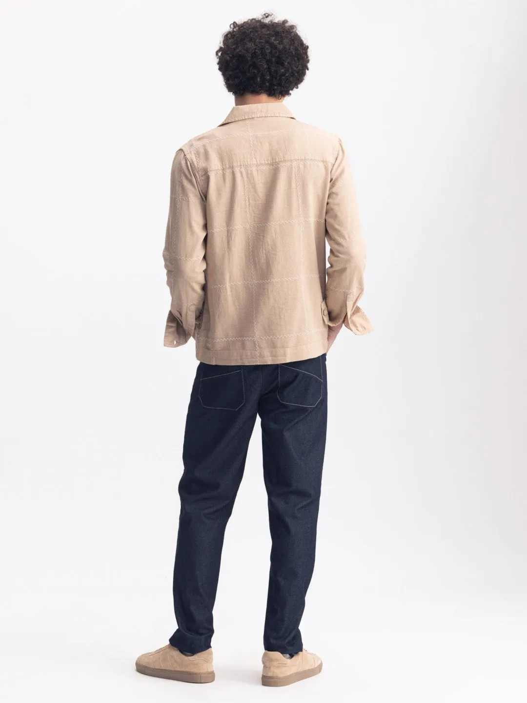 Beige Embroidered Overshirt