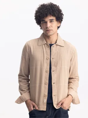 Beige Embroidered Overshirt