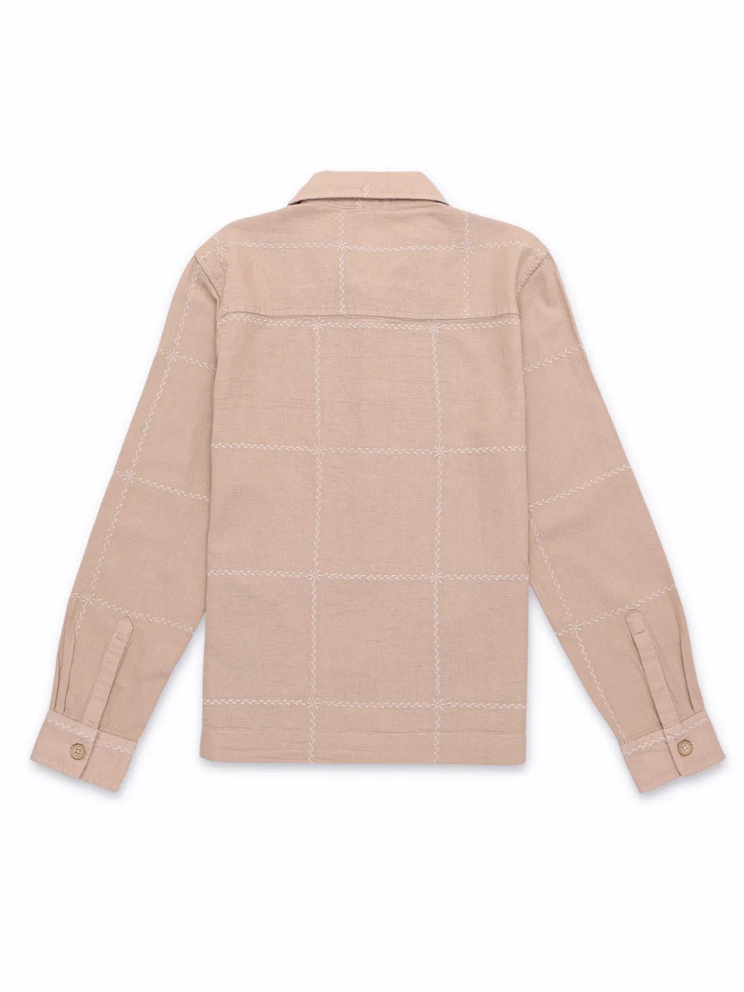 Beige Embroidered Overshirt