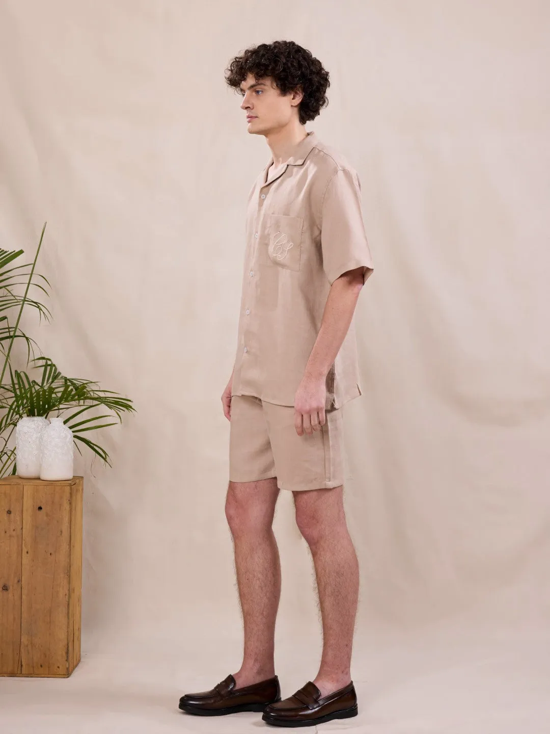 Beige Half Sleeve Shirt
