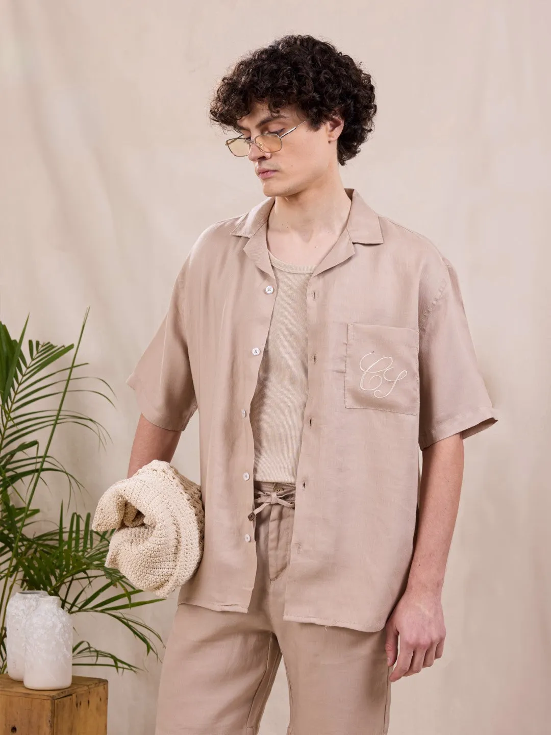 Beige Half Sleeve Shirt