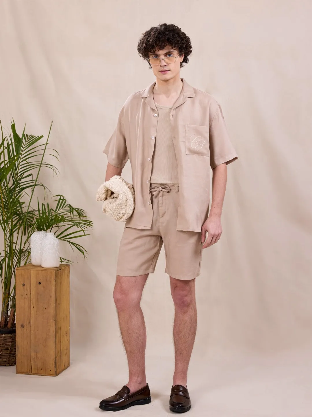Beige Half Sleeve Shirt