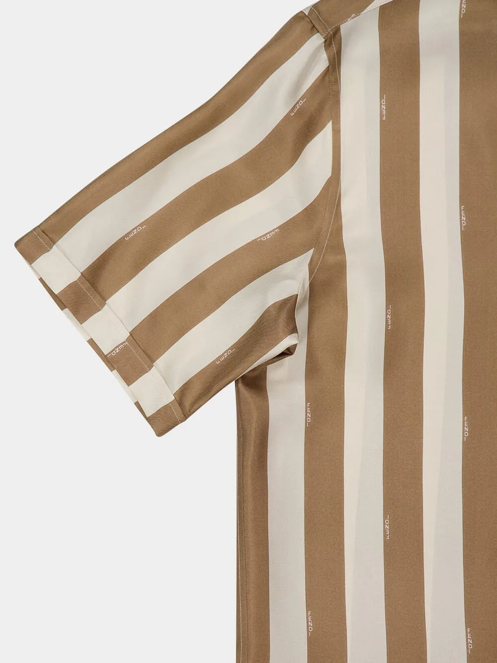 Beige Pequin Silk Short-Sleeve Shirt