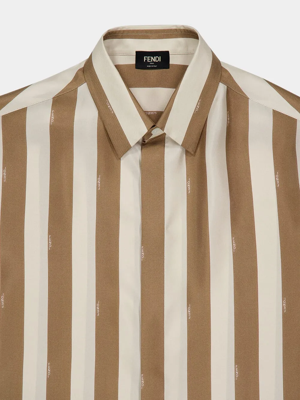Beige Pequin Silk Short-Sleeve Shirt