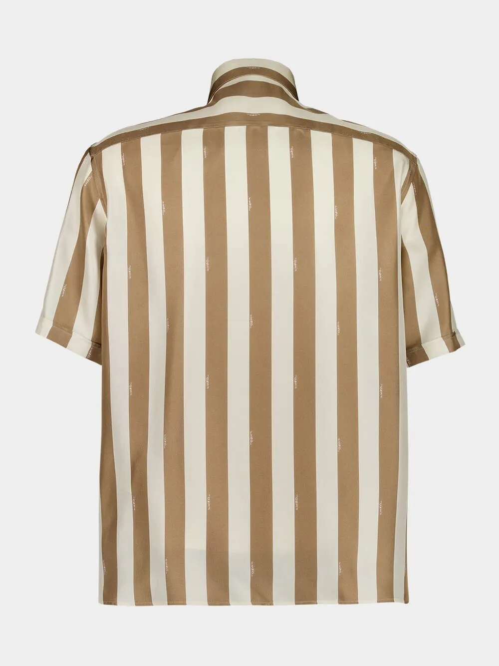 Beige Pequin Silk Short-Sleeve Shirt