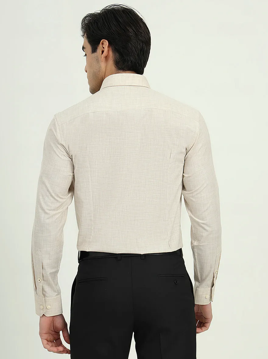 Beige Solid Slim Fit Formal Shirt | Greenfire