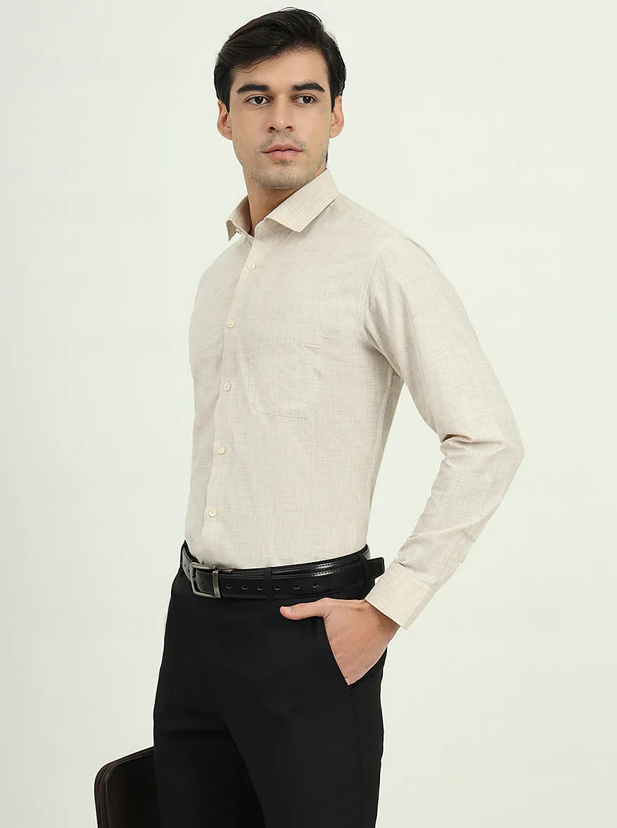 Beige Solid Slim Fit Formal Shirt | Greenfire