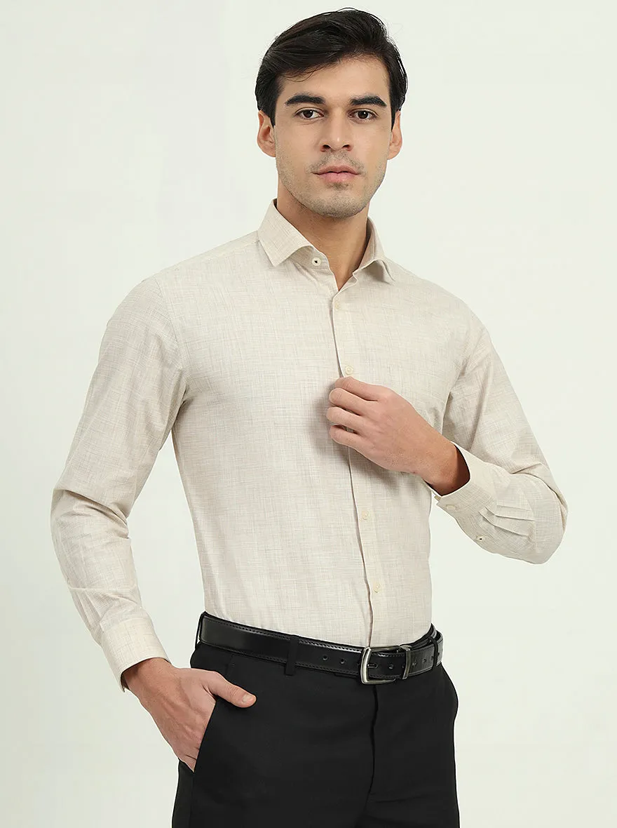Beige Solid Slim Fit Formal Shirt | Greenfire