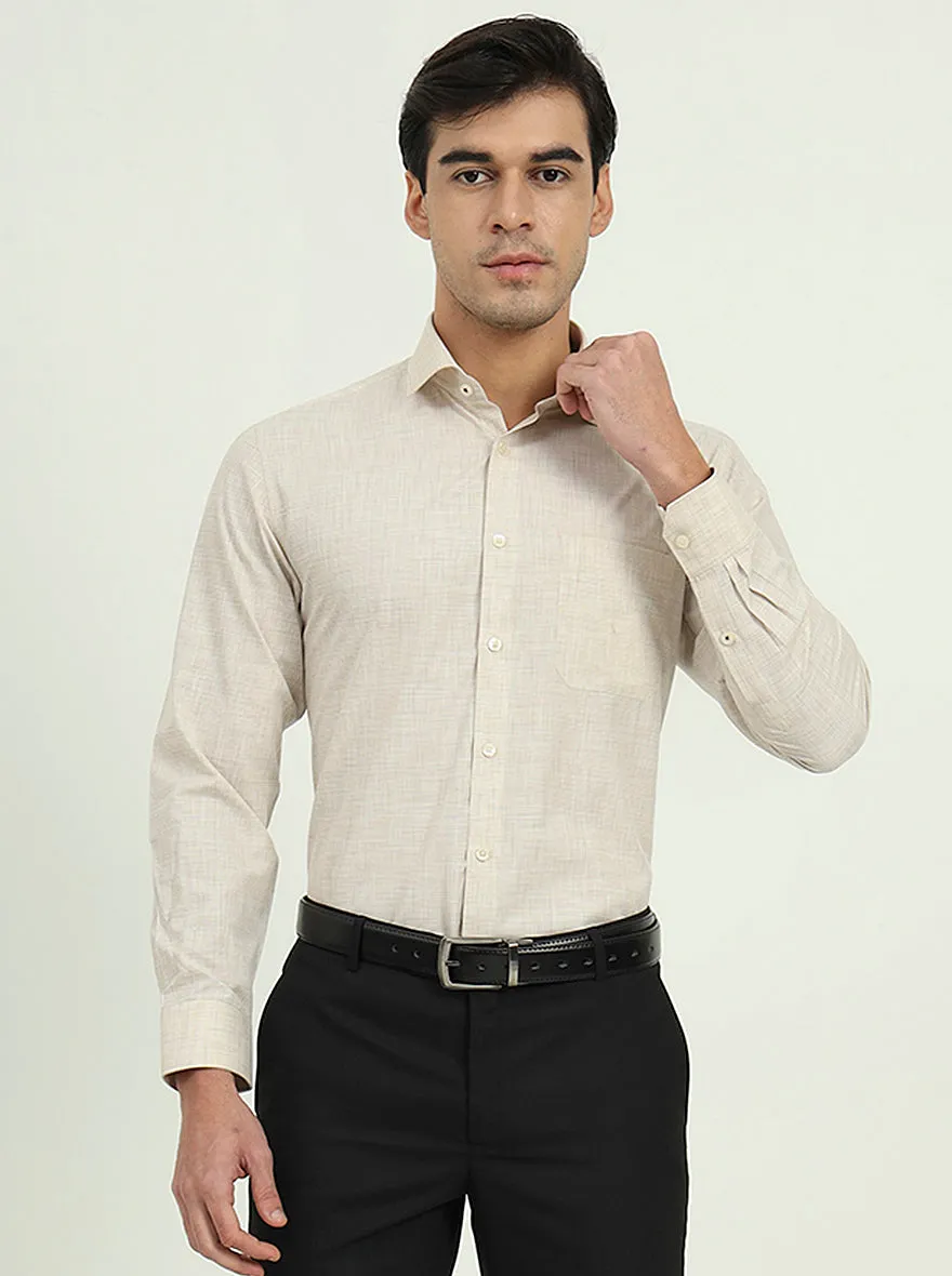 Beige Solid Slim Fit Formal Shirt | Greenfire