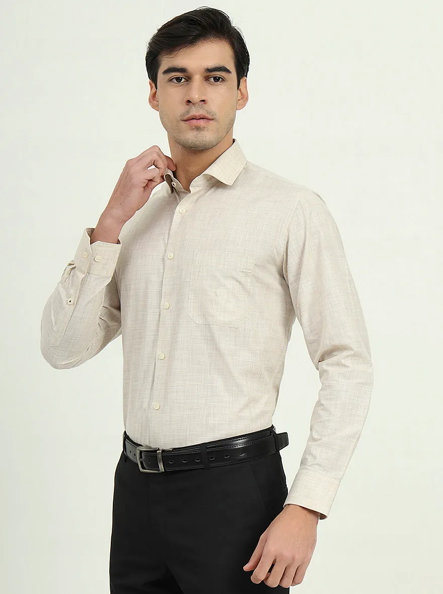 Beige Solid Slim Fit Formal Shirt | Greenfire