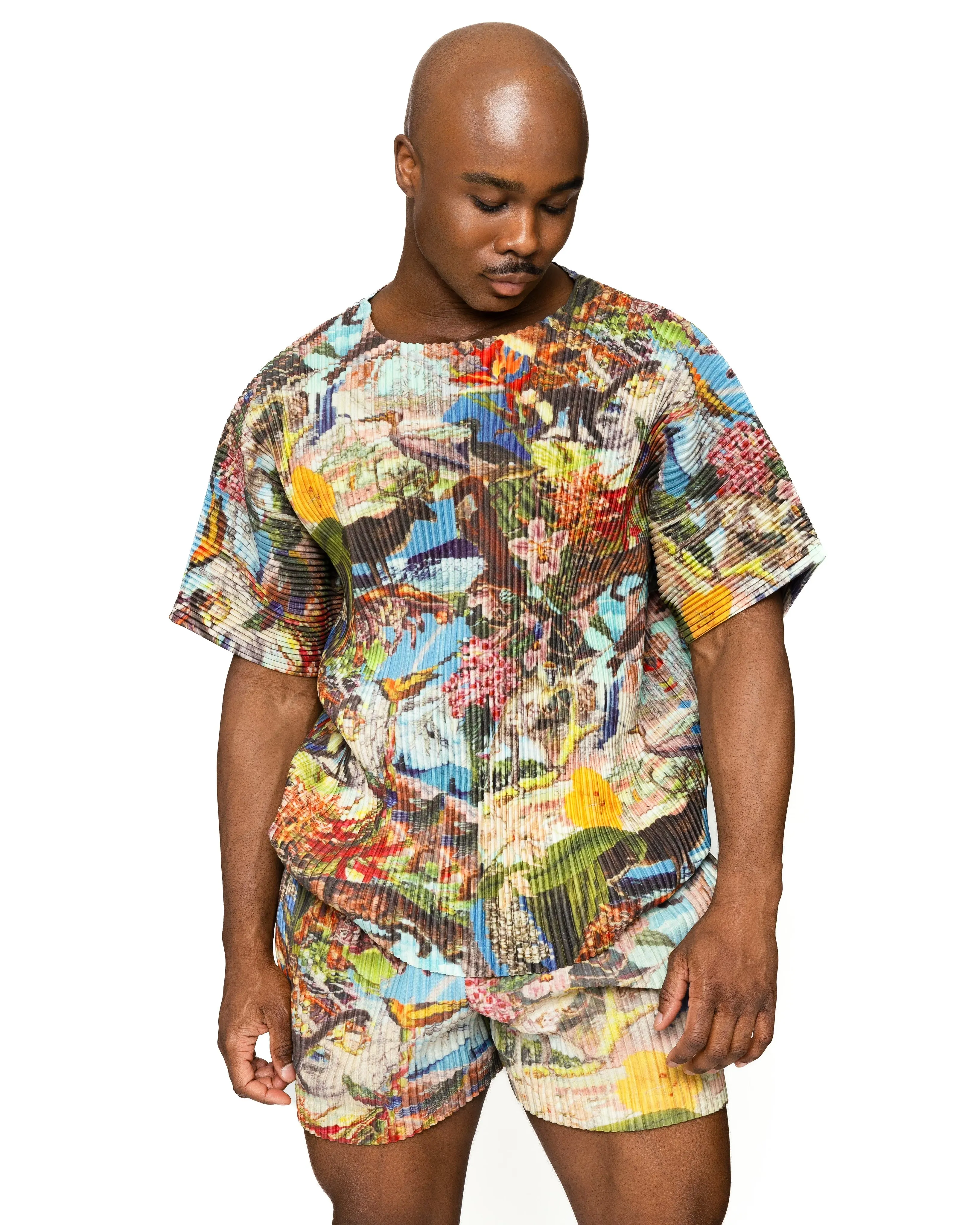 Bird Of Paradise Pleated Shorts Set