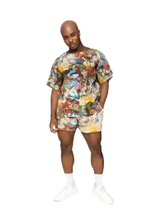 Bird Of Paradise Pleated Shorts Set