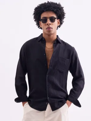 Black Plain Full Sleeves Shirt
