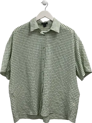 boohoo Green Gingham Boxy Short Sleeve Shirt UK 14