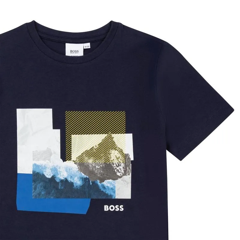 Boys Black Print T-Shirt