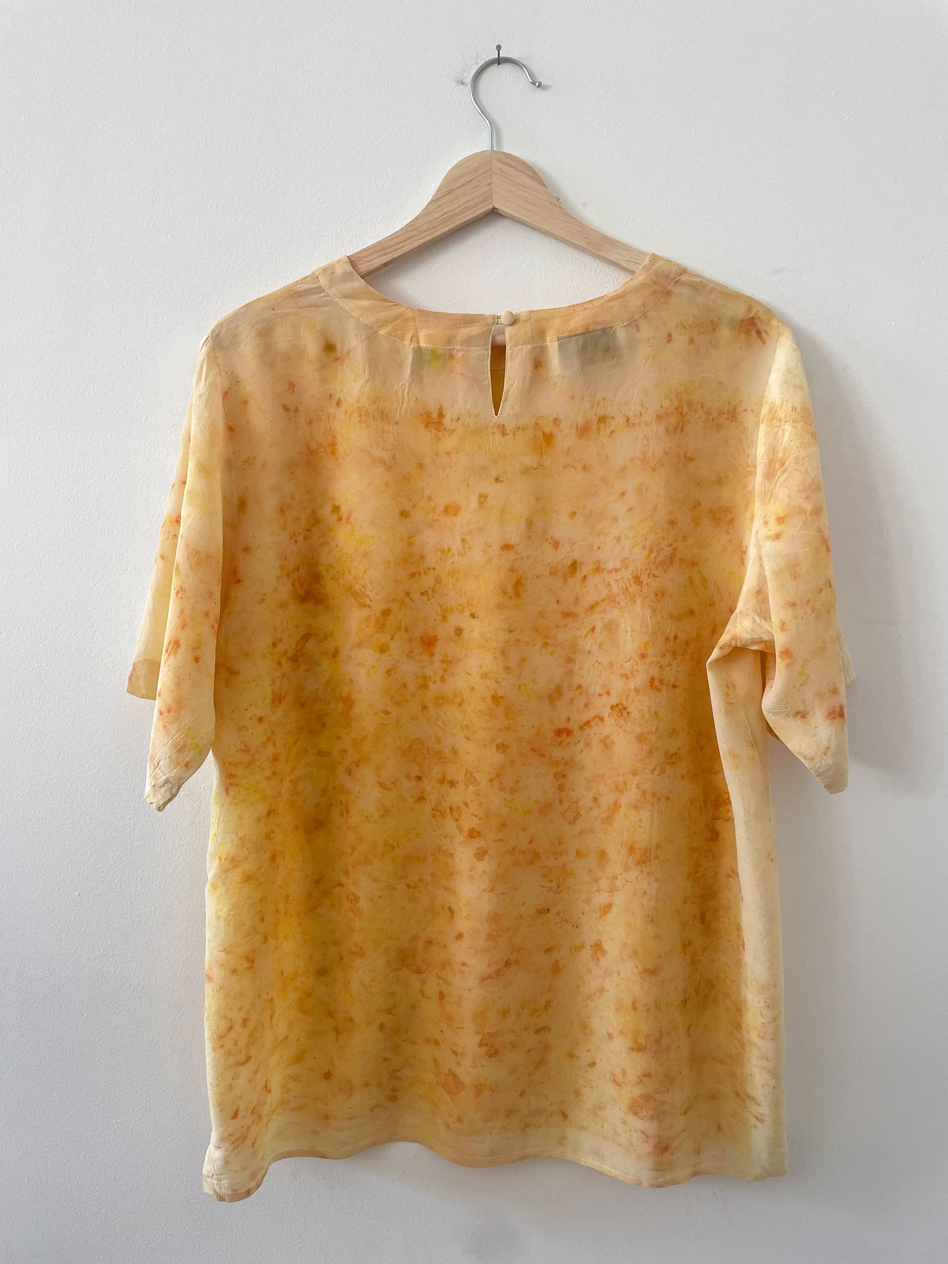 Bundle Dyed Silk Short Sleeve Top - Sulfur Cosmos Bursts