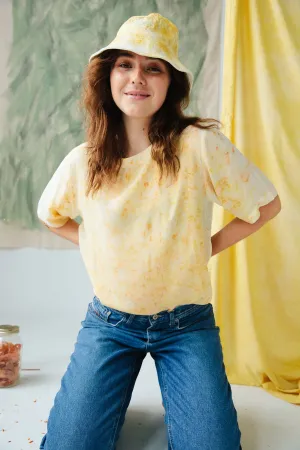 Bundle Dyed Silk Short Sleeve Top - Sulfur Cosmos Bursts