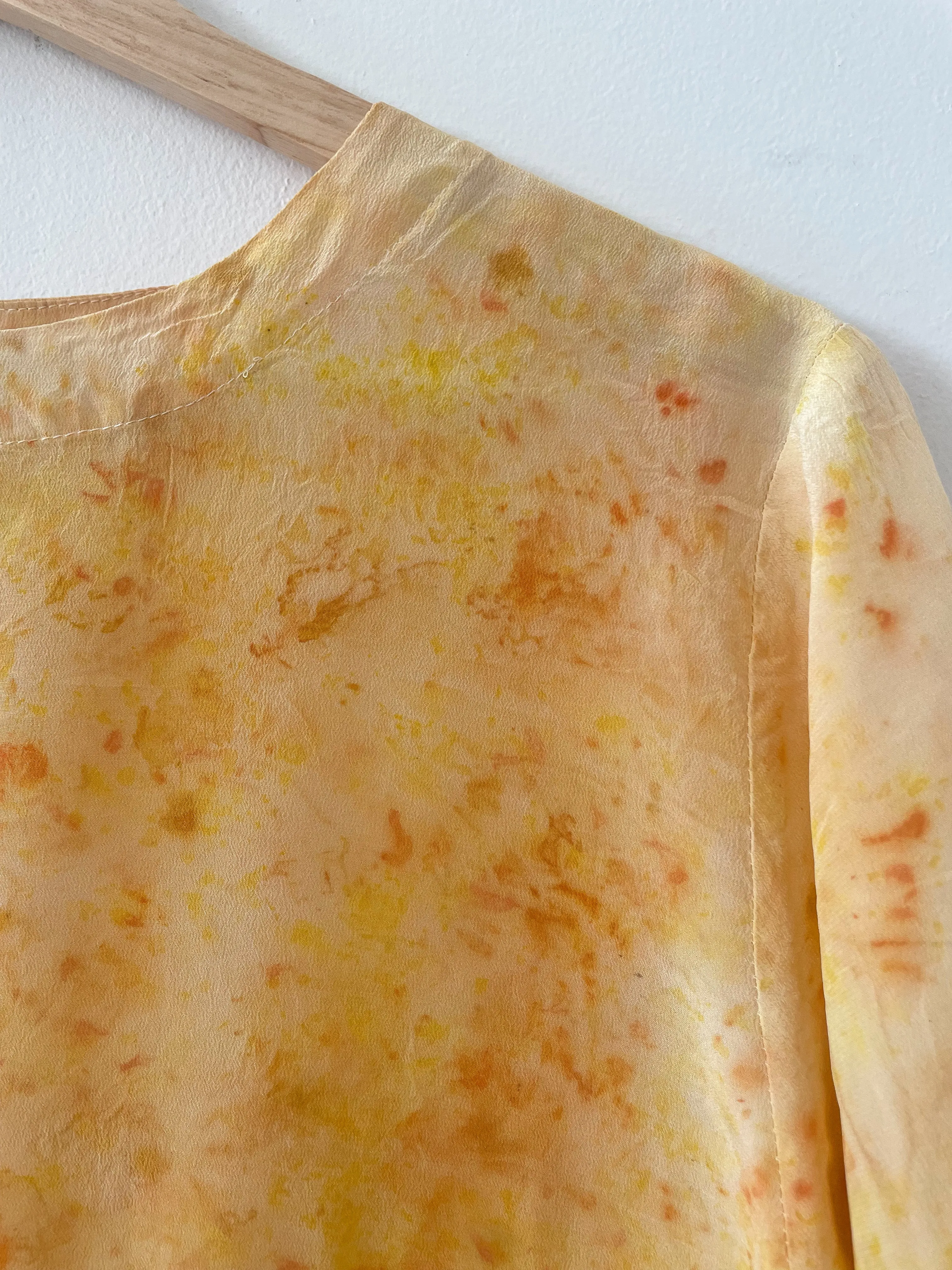Bundle Dyed Silk Short Sleeve Top - Sulfur Cosmos Bursts