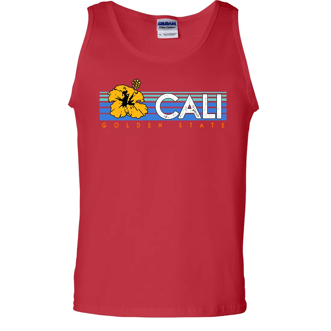 Cali Golden State Hibiscus Asst Colors Tank Top