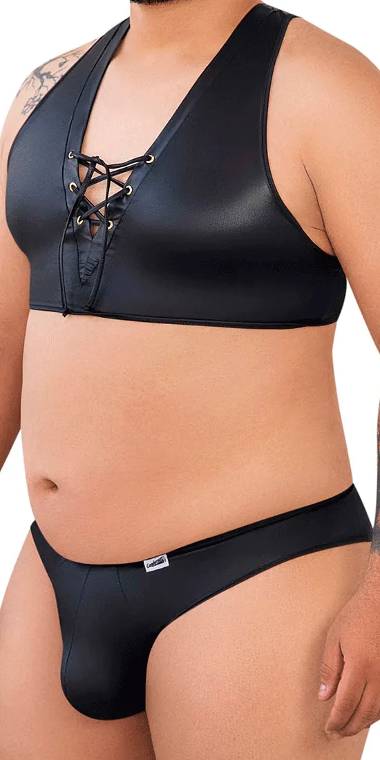 Candyman 99628x Criss-cross Top And Brief Set Black