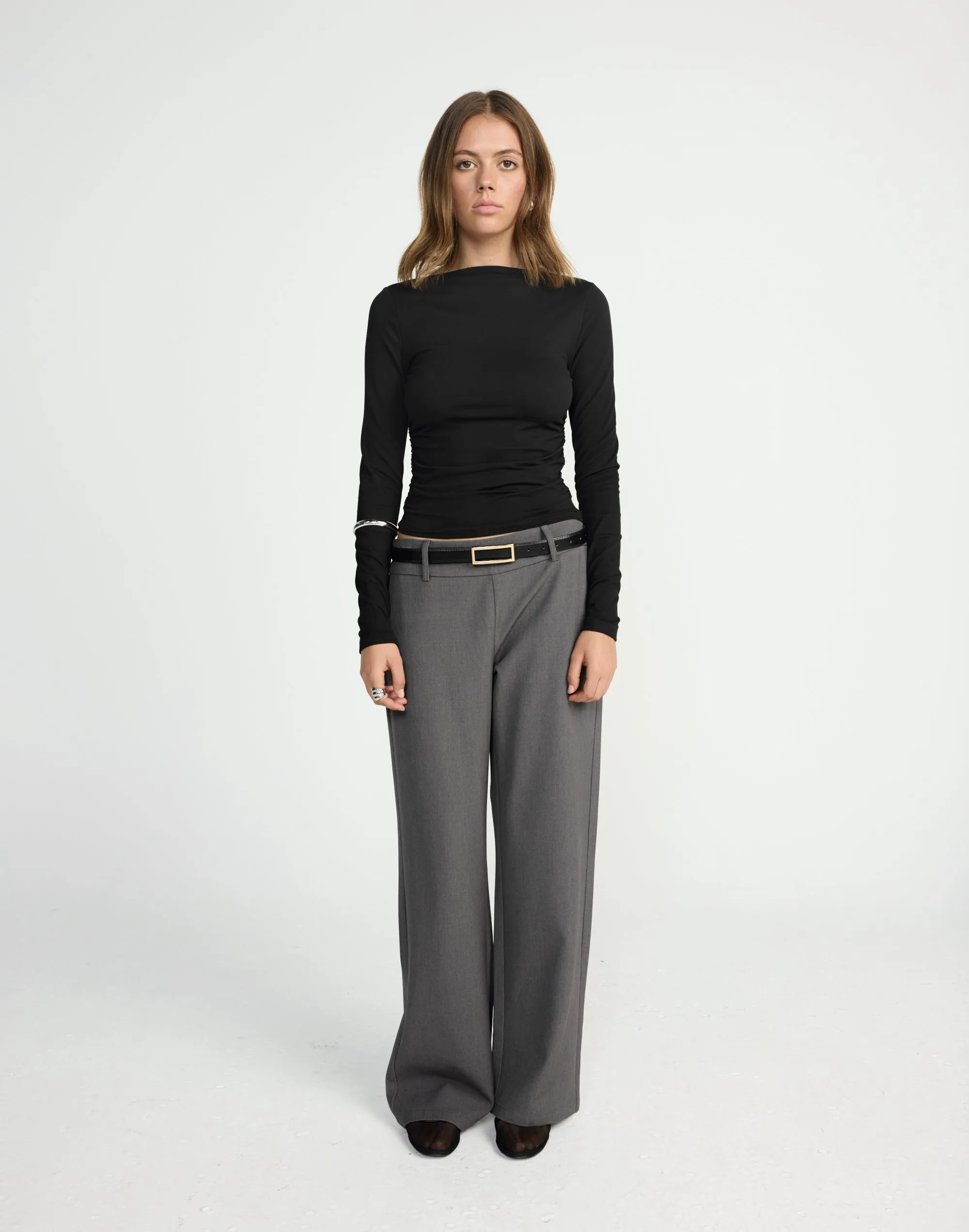 Caprice Long Sleeve Top (Black)