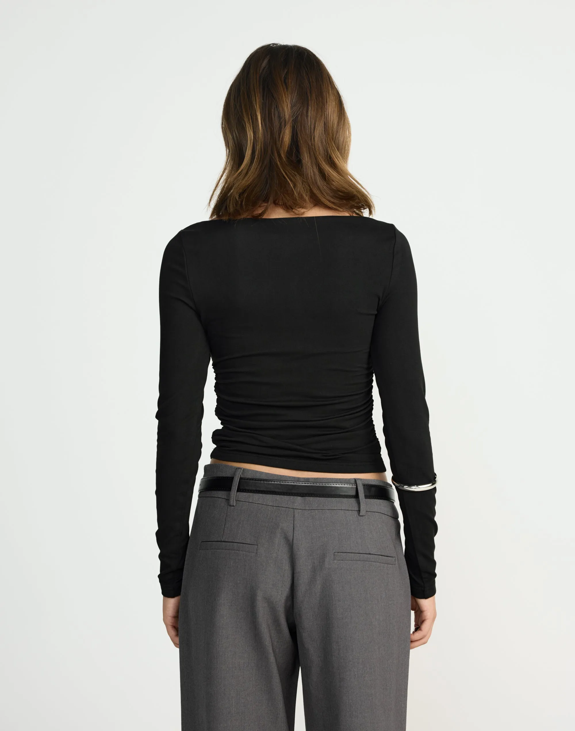 Caprice Long Sleeve Top (Black)