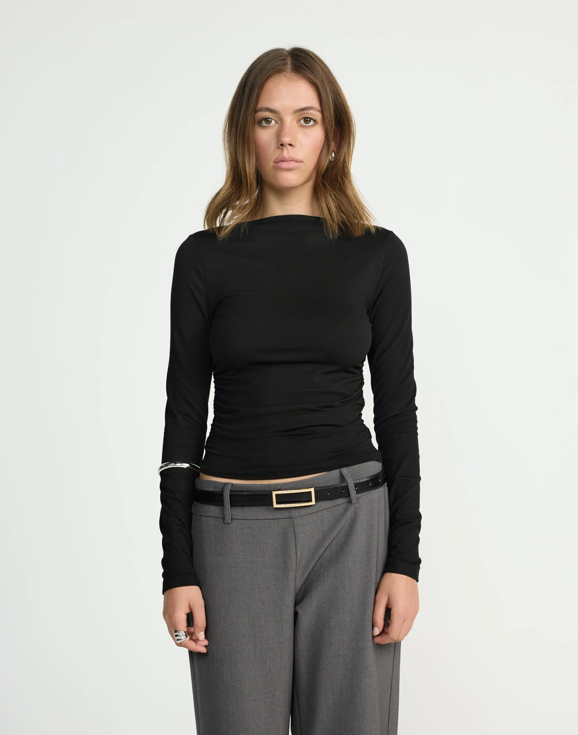 Caprice Long Sleeve Top (Black)