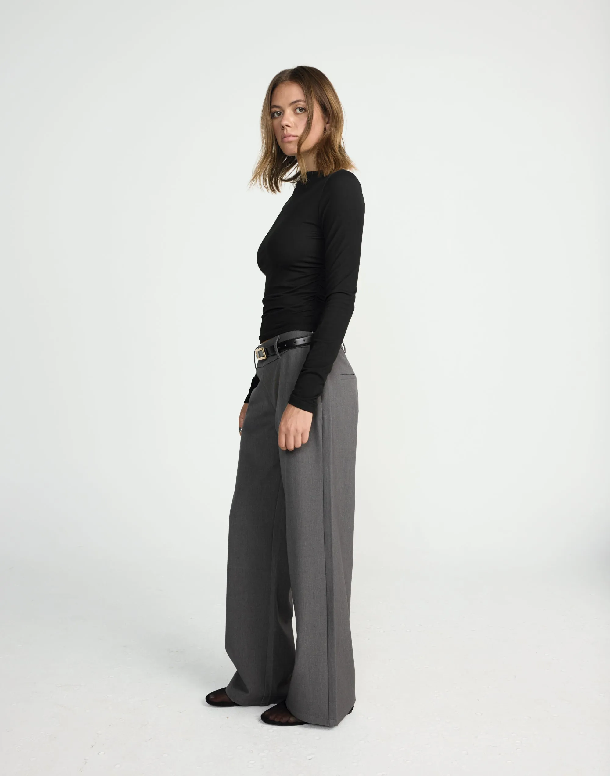 Caprice Long Sleeve Top (Black)