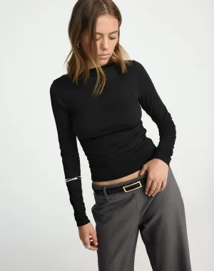 Caprice Long Sleeve Top (Black)