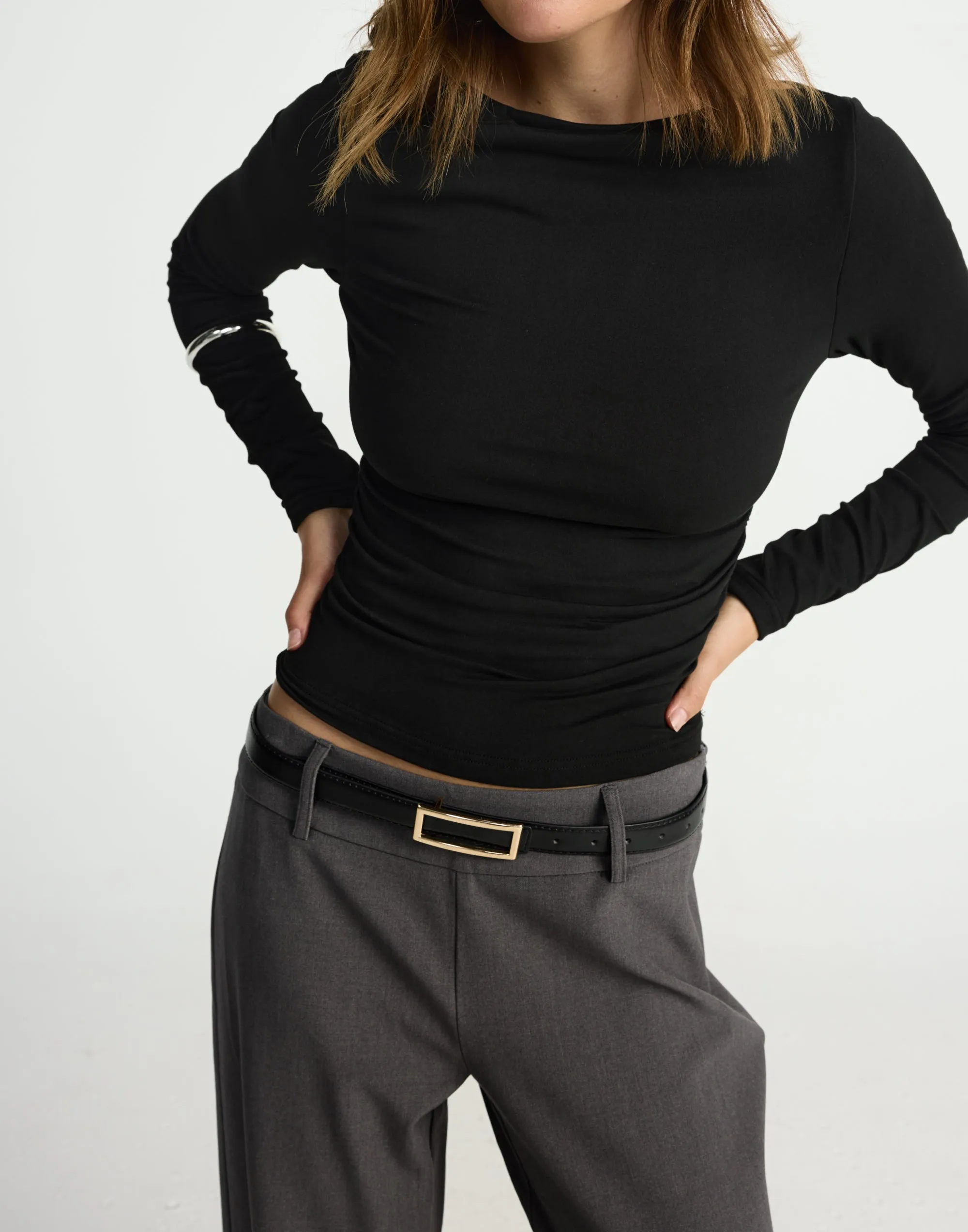 Caprice Long Sleeve Top (Black)