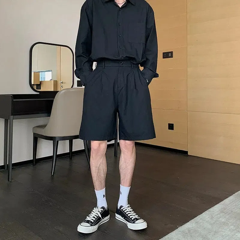 Casual Oversized Button-Down Shirt and Shorts Set