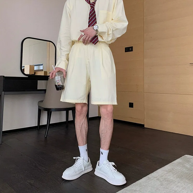 Casual Oversized Button-Down Shirt and Shorts Set