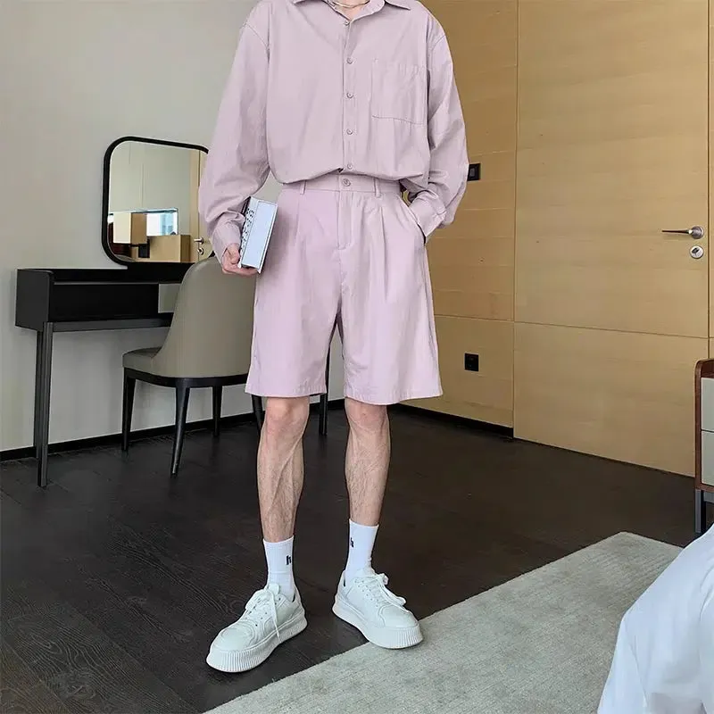 Casual Oversized Button-Down Shirt and Shorts Set