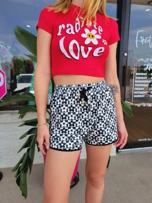 Checkered Flower Shorts