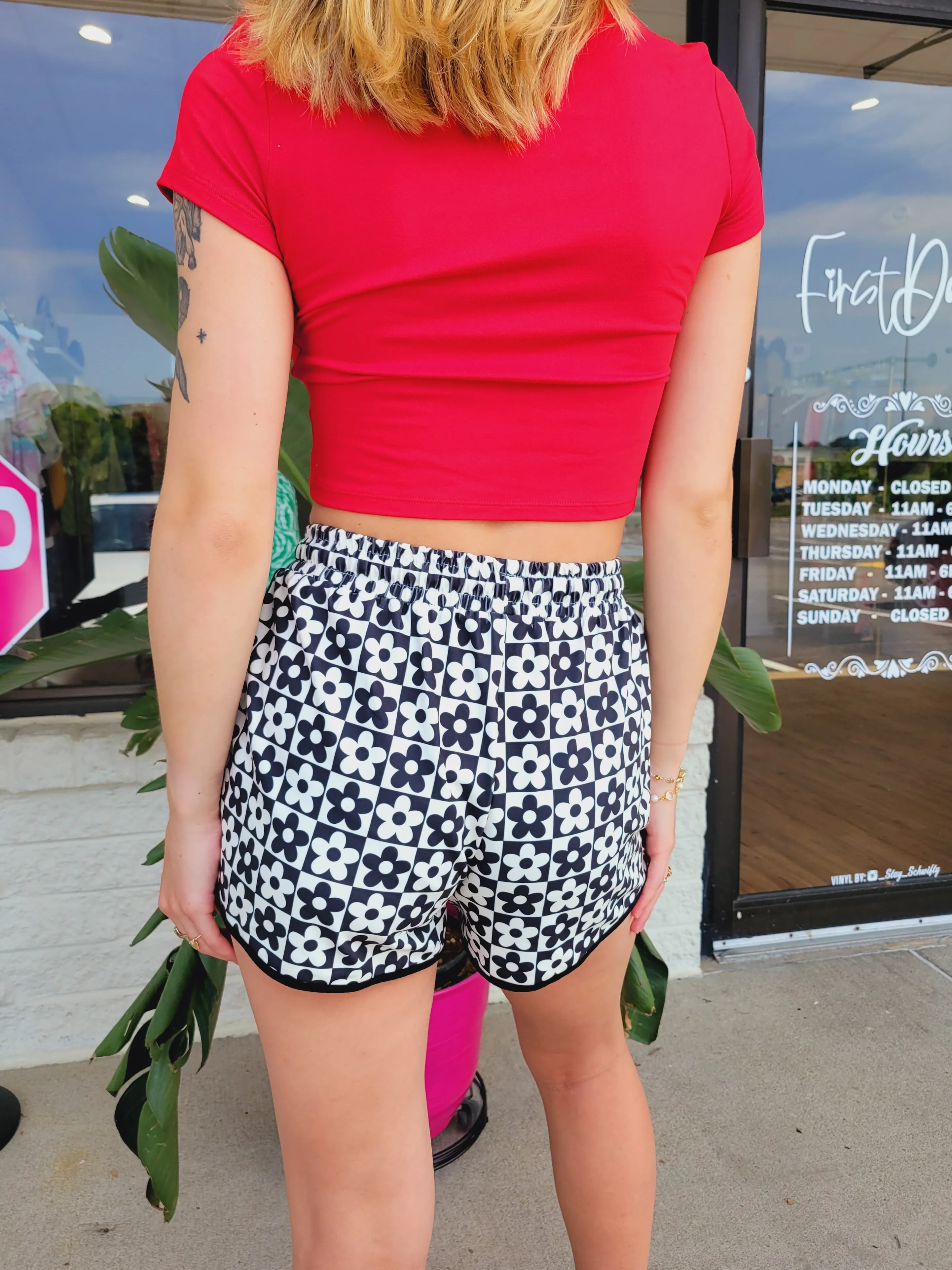 Checkered Flower Shorts