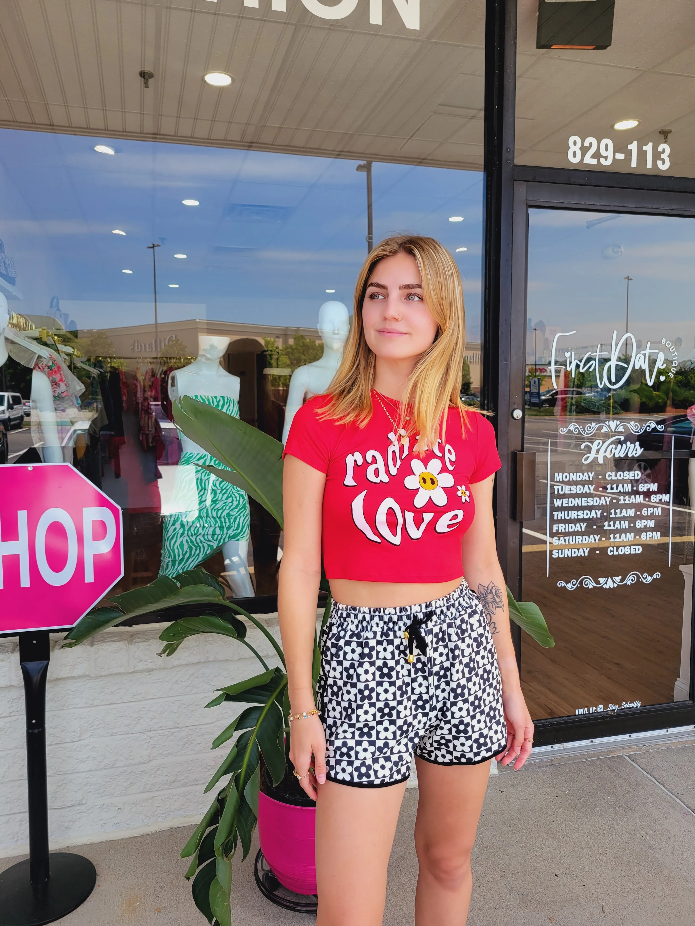 Checkered Flower Shorts