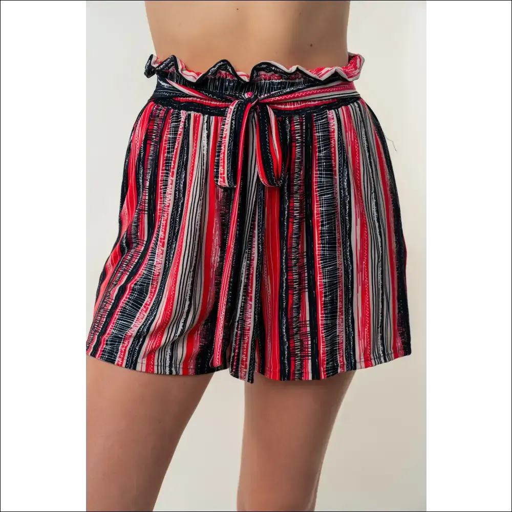 Chic White Birch High-Waisted Striped Shorts