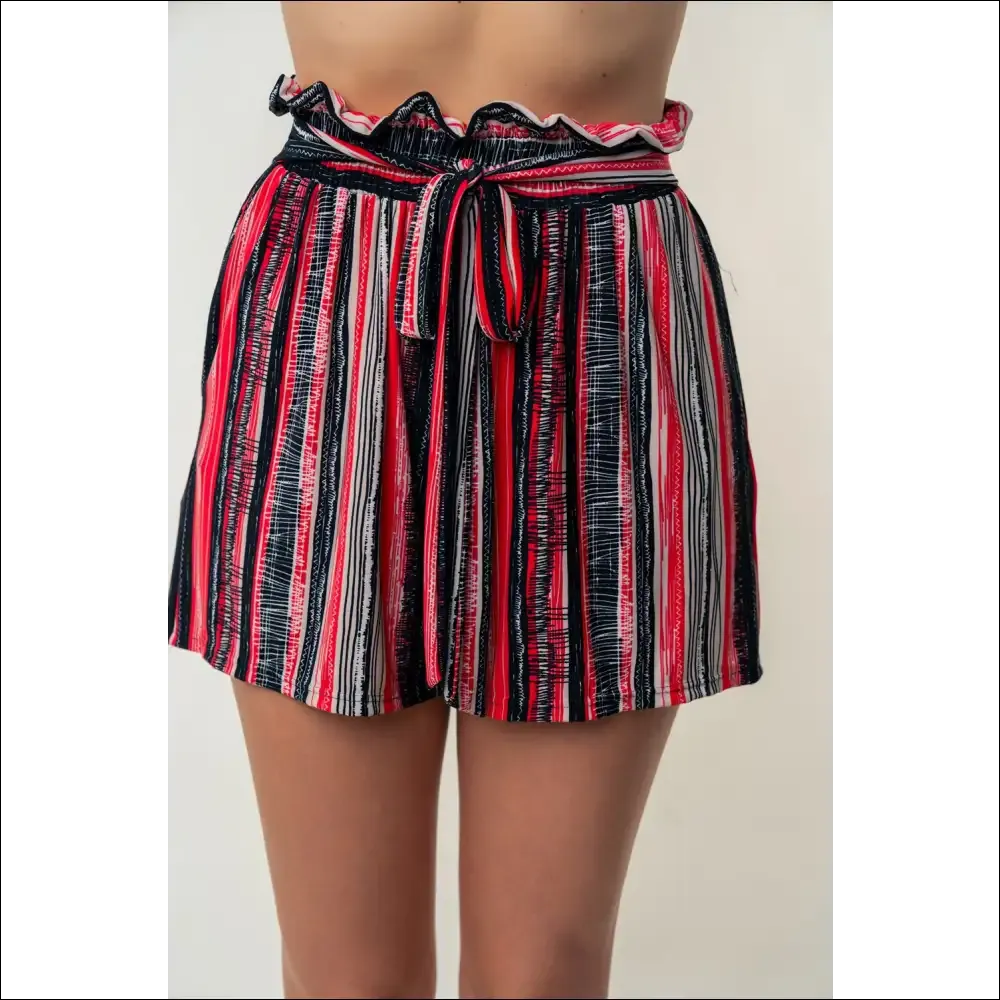 Chic White Birch High-Waisted Striped Shorts