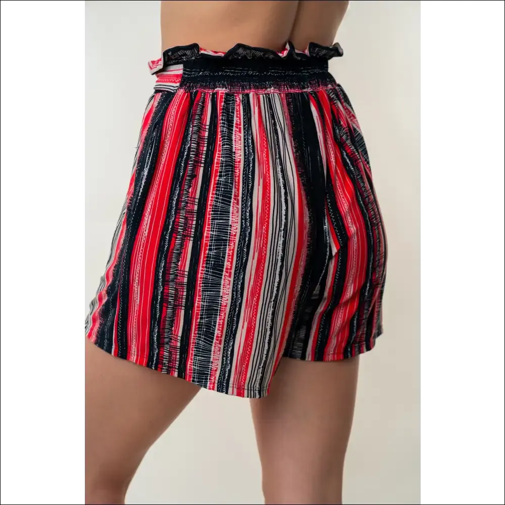 Chic White Birch High-Waisted Striped Shorts