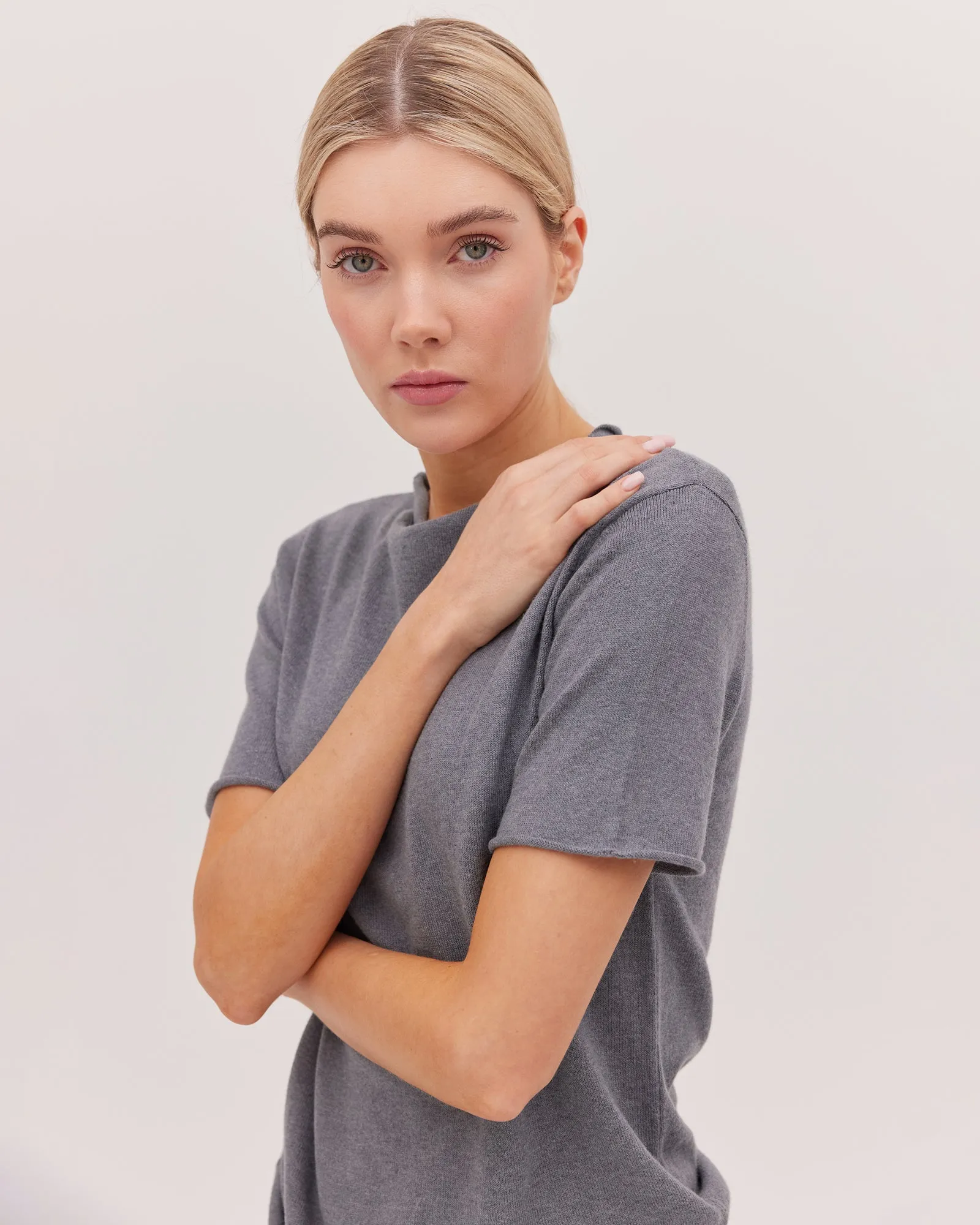 Cloth & Co The Funnel Neck Tee - Slate